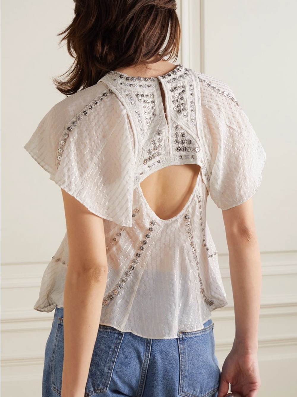 Isabel Marant Orna embroidered cutout silk chiffon top - Picture 11 of 12
